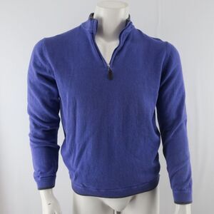 johnnie-O Mens 1/4‎ Zip Pullover Sweater Size Medium Purple Cotton/Merino Wool